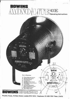 Bowens Ltd Monolite 400 E manual. Camera Instructions.